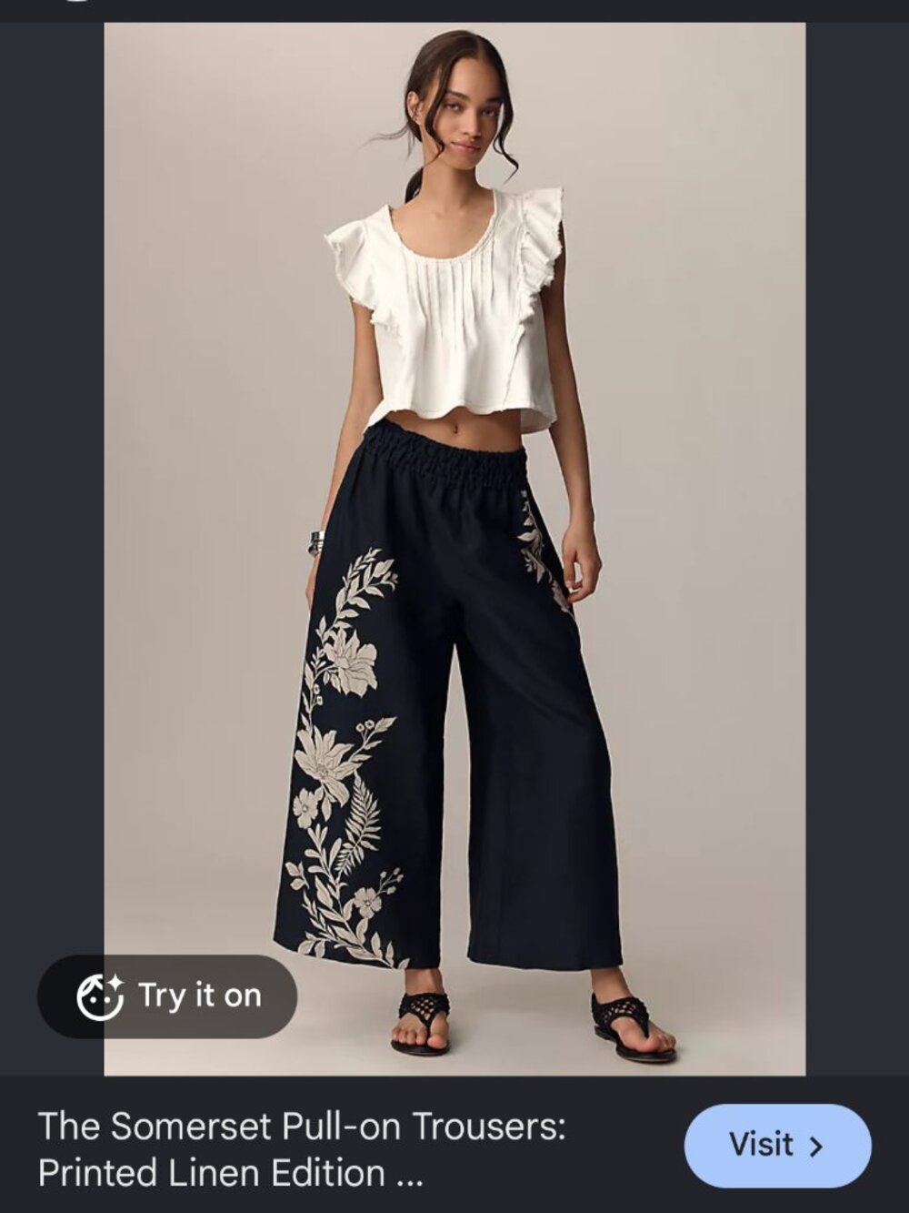 new anthropologie the somerset pull on linen wide leg pants s